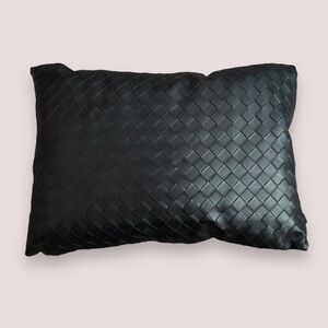 Frye Throw Pillow Black Faux Woven Leather 19" x 13" Sleek Modern Accent Decor